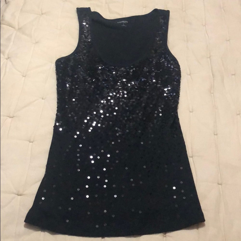 Express black sequin tank top